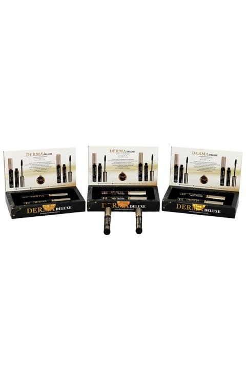 DERMA DELUXE 3 Paket Kaş+Kirpik Serumu Kirpik Uzatıcı Ve Kaş Kalınlaştırıcı Serum. 6 X 10 ml