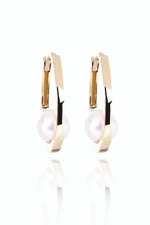 Arax İnci 14 Ayar Altın Incili Halka Küpe