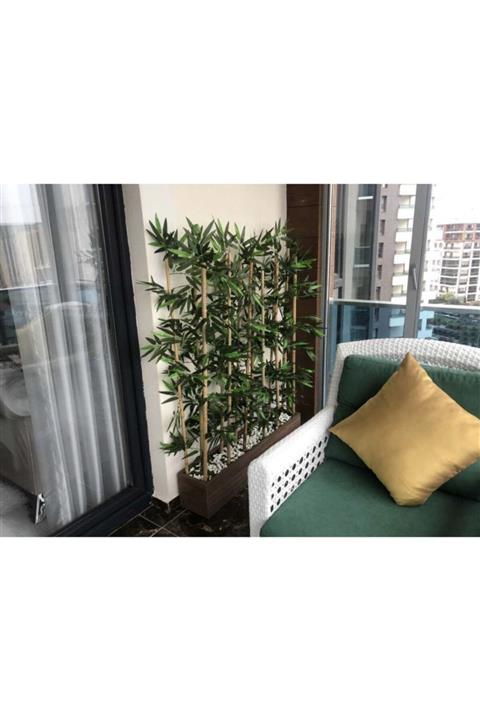 cicekhomedekor Ahşap Saksıda Seperatör Bambu
