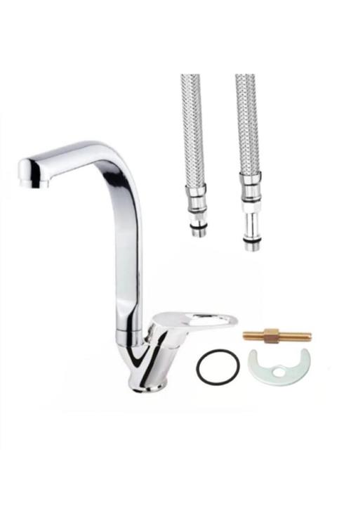 Guadro Krw Armatür Mix Balıksırtı Köşe Sıcak Soguk Çift Su Girisli Mutfak Evye Bataryasi