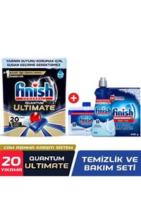 Finish Quantum Ultimate 20 Kapsül Bulaşık Makinesi Deterjanı Tableti + Temizlik Ve Bakım Seti