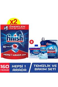 Finish Hepsi Bir Arada 160 Tablet Bulaşık Makinesi Deterjanı (80x2) + Temizlik ve Bakım Seti