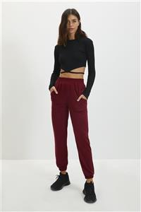 TRENDYOLMİLLA Bordo Cep Detaylı Jogger İnce Örme Eşofman Altı TWOAW22EA0544