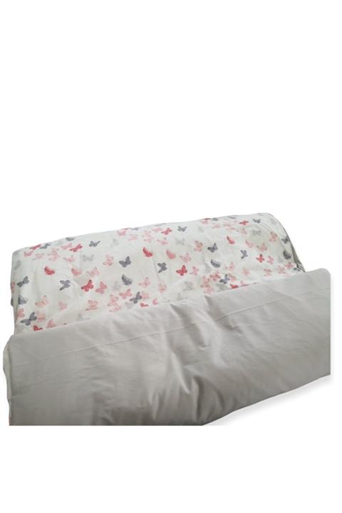 Bebek Özel Bebek Çocuk Yorganı Standart 100x200 Cm Pembe Kelebekli Gri