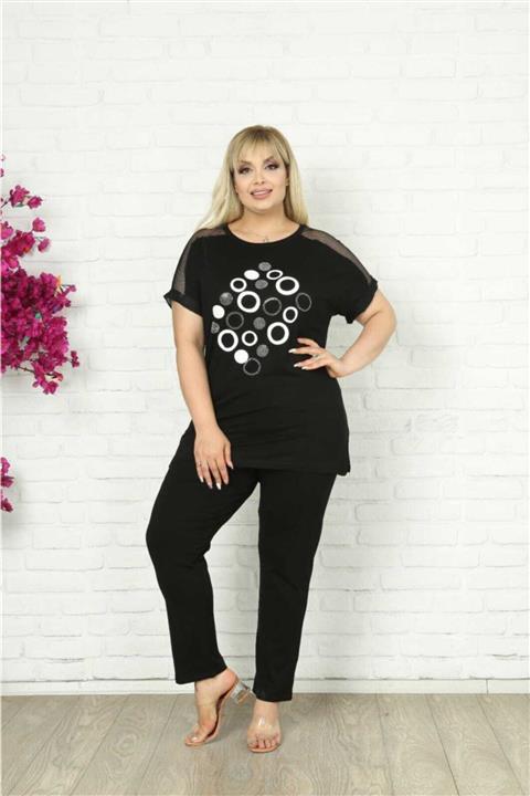 ModaSehle Kadın Siyah Büyük Beden Eşofman Takımı