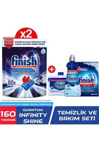 Finish Quantum Infinity Shine 160 Kapsül Bulaşık Makinesi Deterjanı Tableti (80x2) + Temizlik ve Bakım Seti