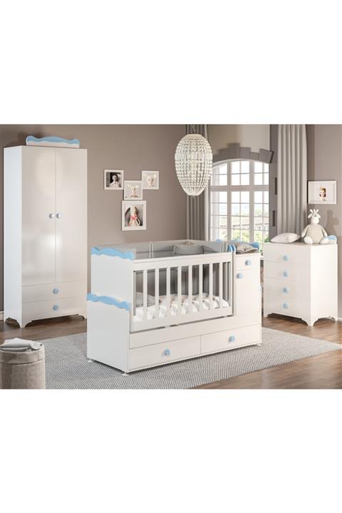 Afilli Bby970 Babysun Luks Bebek Odası Takımı 2 Kapılı Mavi