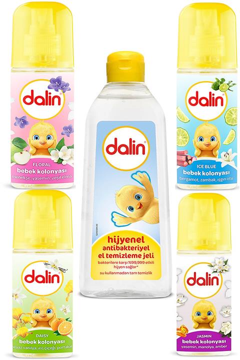 Dalin 5'li Set Hijyenel Antibakteriyel El Temizleme Jeli 500 ml -150 ml 4 Kolonya