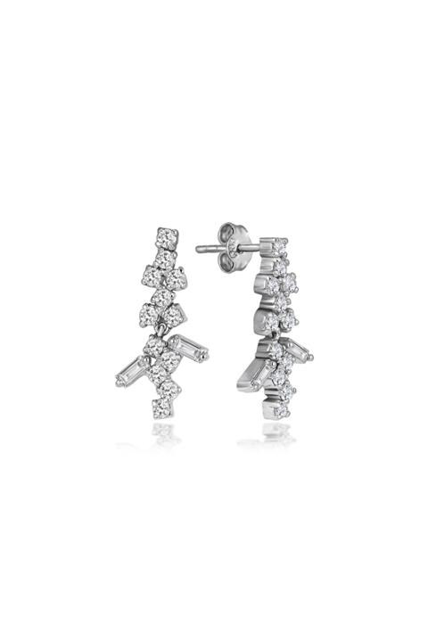 Diamine Baget Altın Pırlanta Parçalı Küpe Modeli