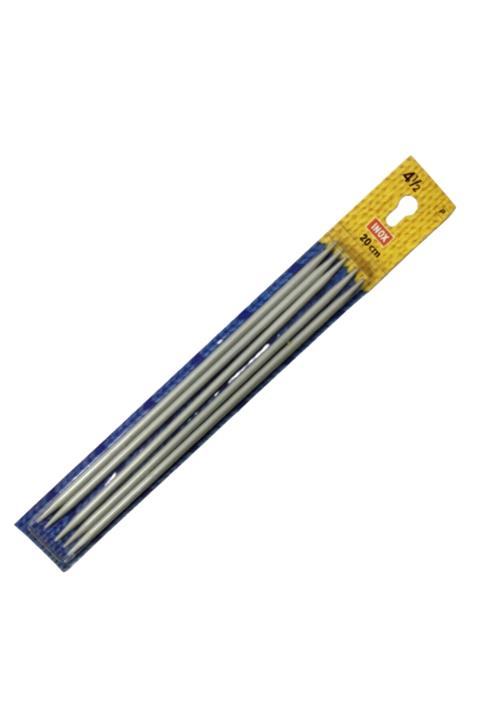 EleganTShoP Inox Metal 5'li 20 Cm Çoraplık El Örgü Şişi 4,5 Mm