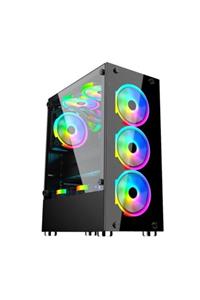 GAMEFORCE Glass 6x120mm Sese Duyarlı A-rgb Kontrolcü Ve Kumandalı Fanlı Oyuncu Kasası