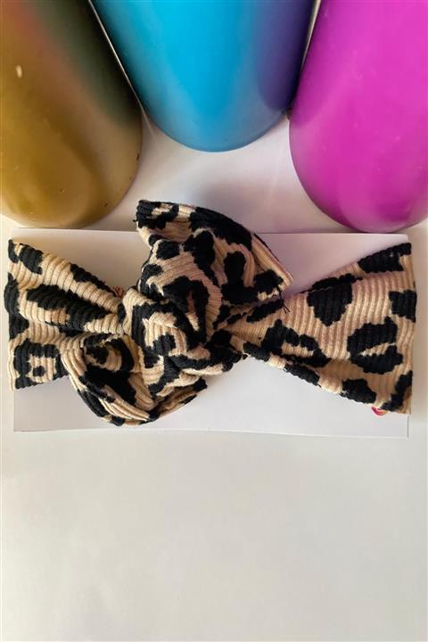 Değerli Kız Çocuk Ribana Bandana Leopar Desenli