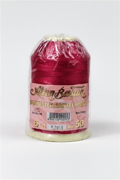 İplika Altınbaşak Kırmızı Dantel İpliği Polyester 6 Kat No:50 6