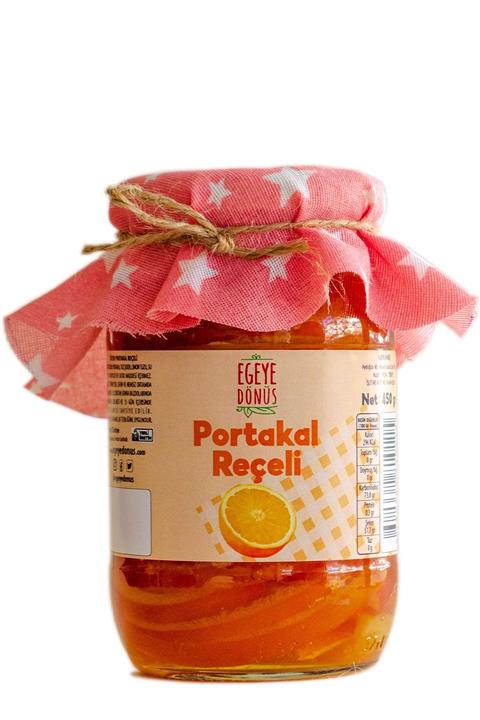 EGEYE DÖNÜŞ Evyapımı Geleneksel Portakal Reçeli Cam Kavanoz - 450 Gr. (%65-%70 MEYVE ORANI)