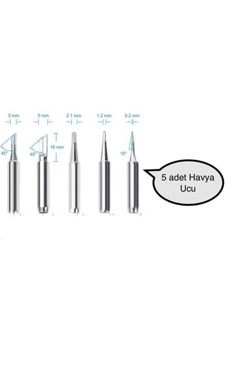 SolinpaTech 900m-t Yüksek Kalite Havya Ucu 5li Set 900m-t-k, 900m-t-ı, 900m-t-3c, 900m-t-b, 900m-t-2.4d