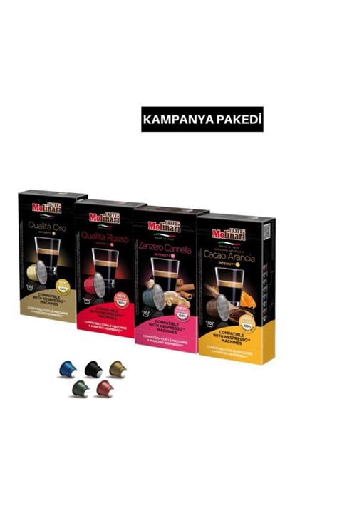 MOLINARI Cafe Molinari Nespresso Makinası Uyumlu 4 Kutu 40 Kapsül