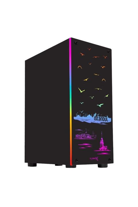 TURBOX Istanbul 1x Fan Siyah Usb 3.0 250w 300w Atx Ön Panel Rgb Led Ofis Kasası
