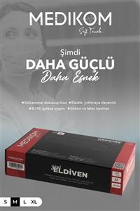 MEDİKOM Soft Glove %100 Tpe Eldiven 100'lü Pudrasız Siyah Medıum