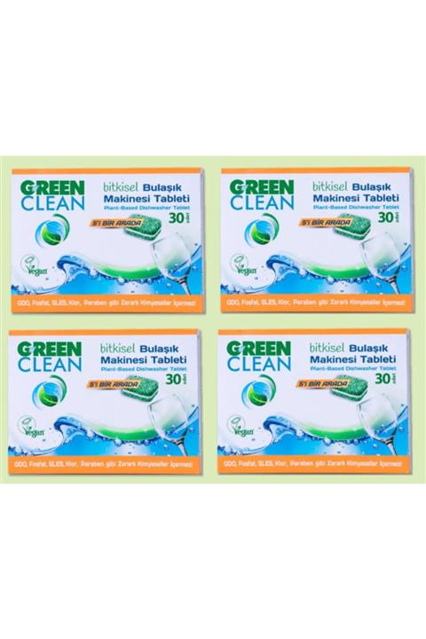 Green Clean Bitkisel Bulaşık Makinesi Tableti (30'lu 4'lü Set) Depo-e