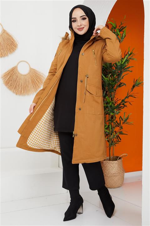 İmajButik Içi Yün Detaylı Gabardin Mont/camel