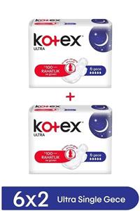 Kotex Ultra Single Gece Pedi 6'lı X 2