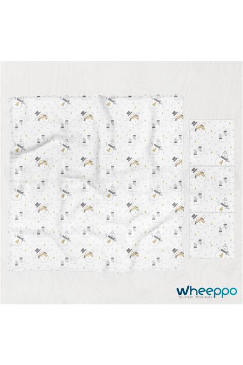 Wheeppo Müslin-pazen Bebe Battaniyesi Seti Kardan Adam 120x120 + 3x30x30