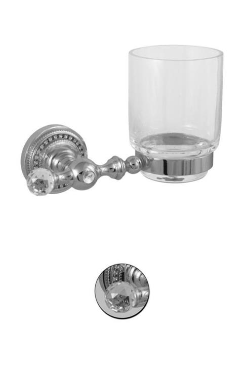 Maya Style Chrome Montajlı Diş Fırçalık Cam %100 Pirinç