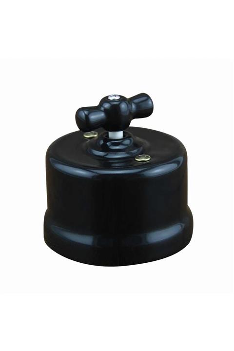 Nexo Porselen Anahtar Sıva Üstü Siyah Komutatör  (retro)