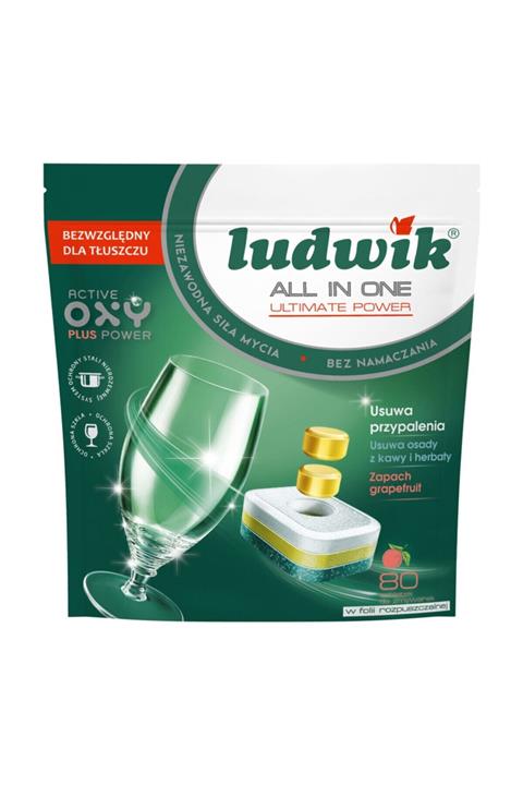 LUDWİK Lodwik Hepsi Bir Arada Greyfrut Özlü Bulaşık Makinesi Tableti 80 Adet