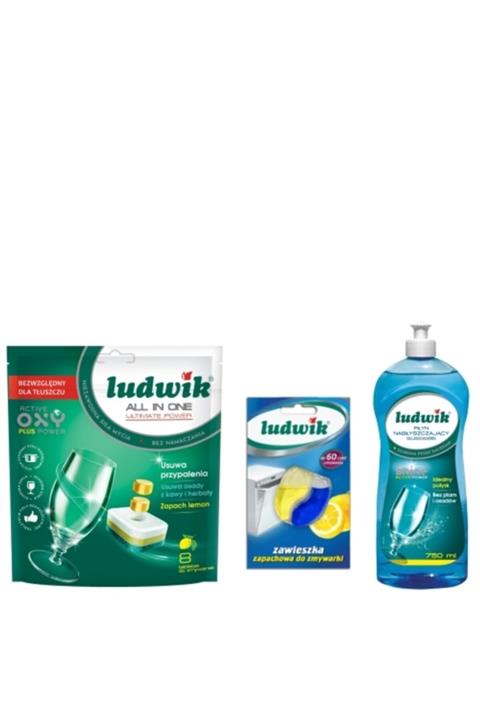 LUDWİK Hepsi Bir Arada 8 Li Bulaşık Bulaşık Mak. Koku Gid. Parlatıcı 3 Lü Set.