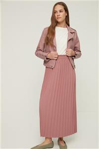 Trendyol Modest Gül Kurusu Beli Lastikli Pileli Etek TCTAW22EE0034