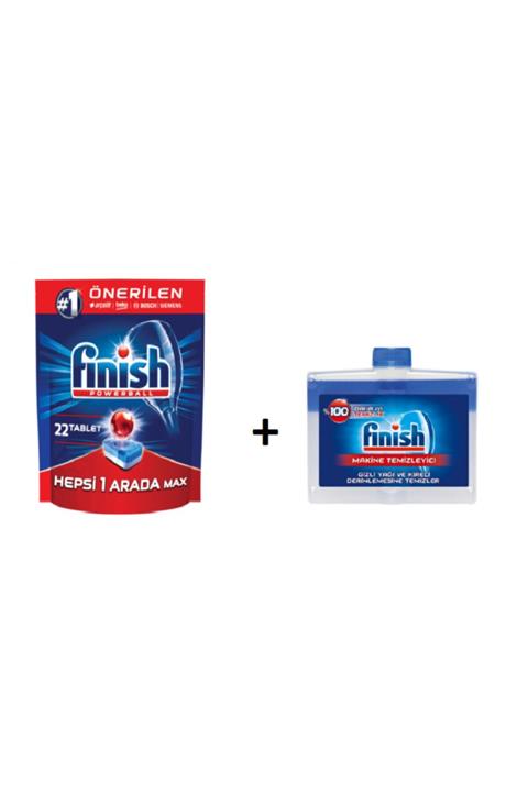 Finish Hepsi Bir Arada Tablet 22'li + Bulaşık Makinesi Temizleyici Sıvı 250 ml