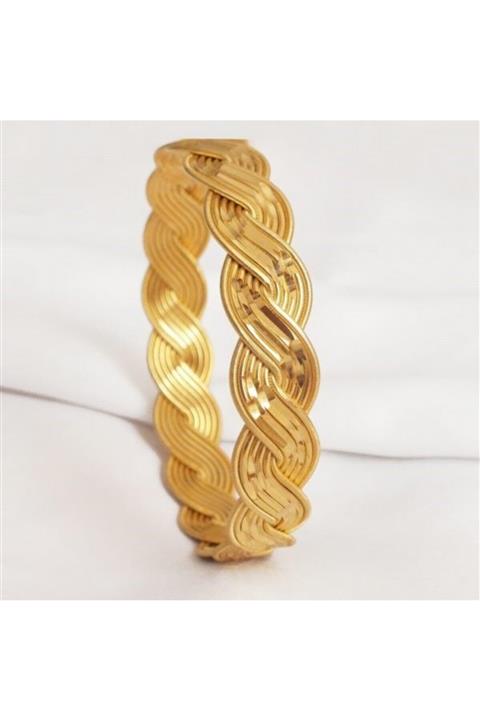 FerizZ 22 Ayar Altın Kaplama Örgü Burma Kalın Bilezik