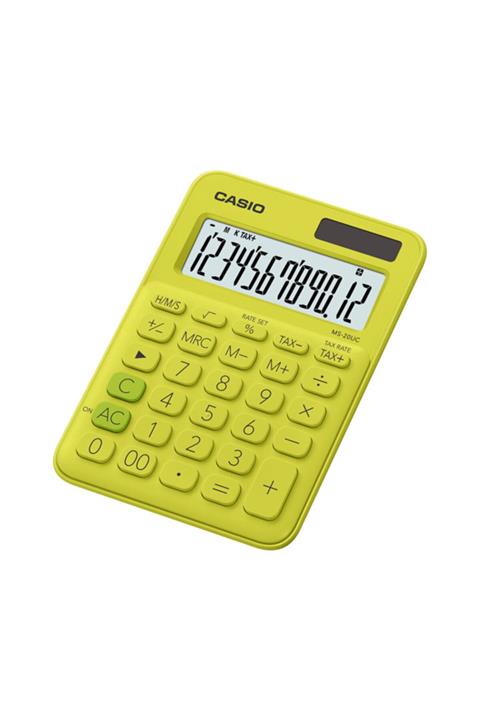 Casio Ms-20uc-yg 12 Hane Sarı Masa Üstü Hesap Makinesi
