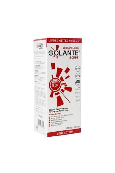 Solante Unisex Acnes Sun Care Lotion Spf 50  ve 150 ml Akne Önleyici Güneş Losyonu