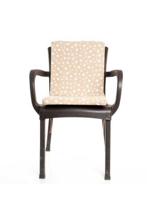 MERTİM Bej Yıldız Desenli Sandalye Minderi 6'lı