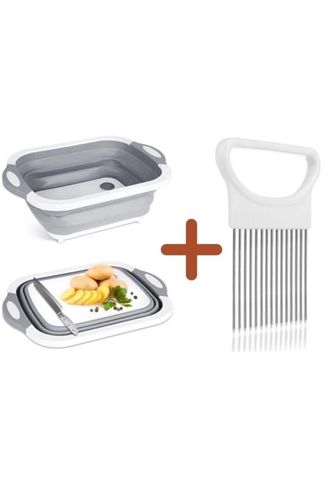 BRCTOPTAN Marka: Buffer Katlanabilir Plastik Badya Leğen Ve Eşit Şekilde Sebze Dilimleme Aleti Aparatı Seti K