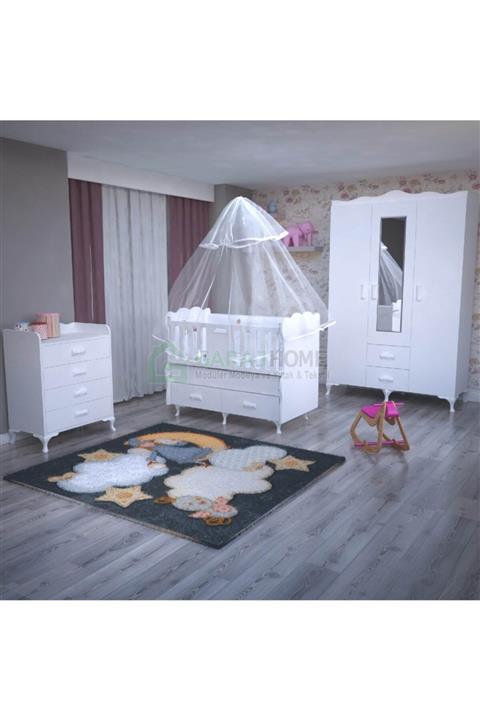 Garaj Home Erva 70x130 Asansörlü Bebek Odası Takımı - Yatak Ve Uyku Seti Kombinli- Uykuseti Krem