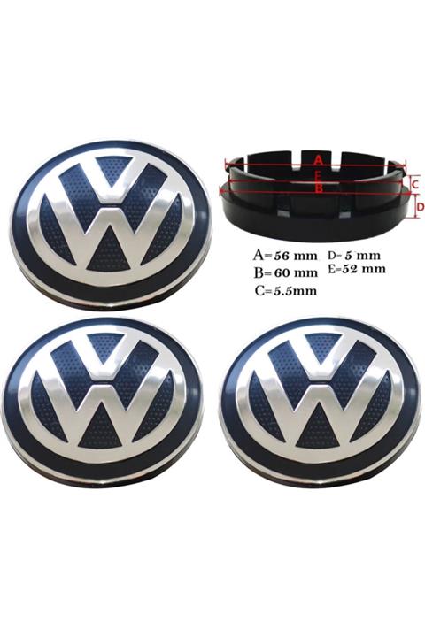 Volkswagen Jant Göbeği Arması Komple Q60 Tırtıllı Dört Adet 8937
