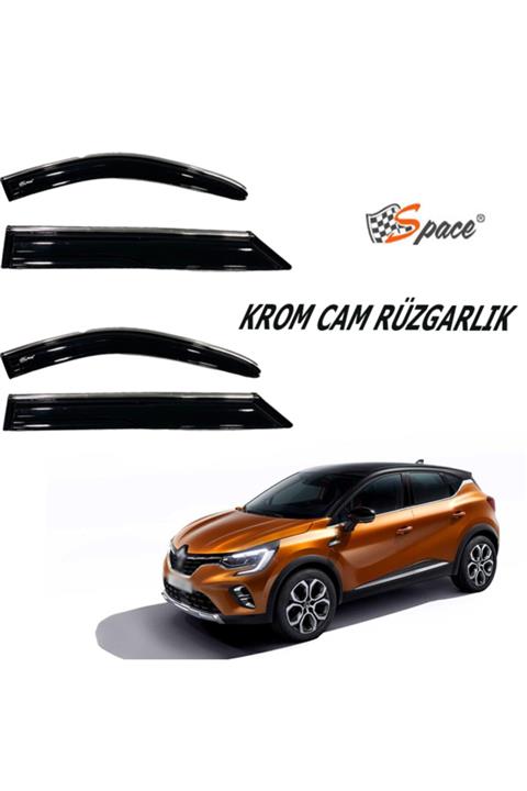 otodemir Cam Rüzgarlığı Krom - Renault Captur 2019-2021 Krom Cam Rüzgarlığı - Araba Krom Cam Rüzgarlık Seti