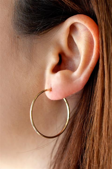 Uşaklıhafız kuyumculuk 14 Ayar Altın Halka Küpe (3.30 CM ÇAP)