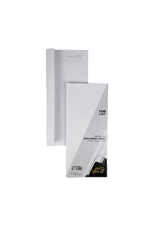 GenOf Beyaz Silikonlu Penceresiz Diplomat Zarf 105x240 mm 110 gr 100'lü