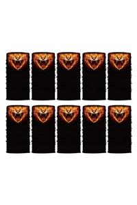 Knmaster Fire Tiger Buff Bandana Boyunluk Maske Saç Bandı 10'lu Paket