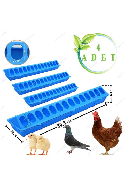 yopigo Civciv Bıldırcın Yemlik Keklik Tavuk Yemliği 50 Cm 4 Adet Plastik Sülün Hindi Ördek Kaz Yavruları