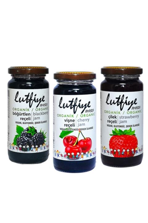 LUTFIYE Organik Vişne - Çilek - Böğürtlen Reçeli 280 Gr Karışık Paket