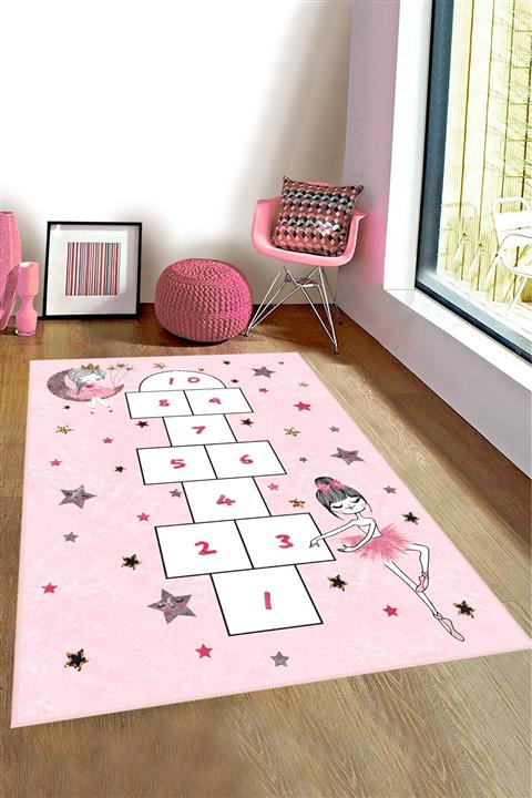 Bebişim Halı Pembe Seksekli Çocuk Odası Oyun Halısı Bi130