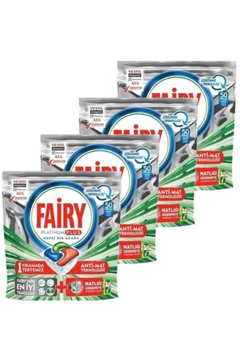 Fairy Platinum Plus Hızlı Çözünme Bulaşık Makinesi Tableti 50 X4 adet