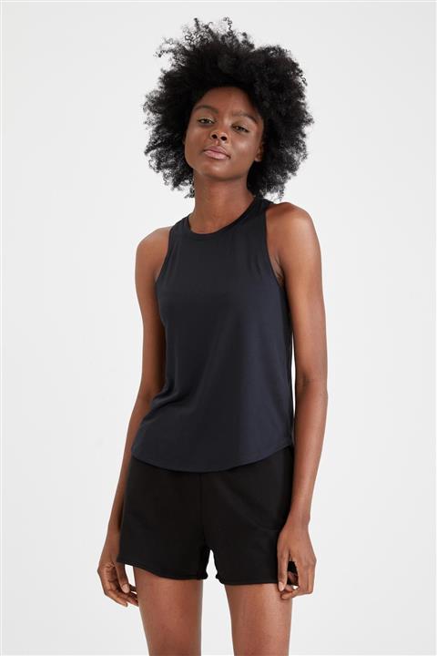 DeFacto Kadın Siyah Halter Yaka Basic Regular Fit Spor Atlet U8163AZ21SM