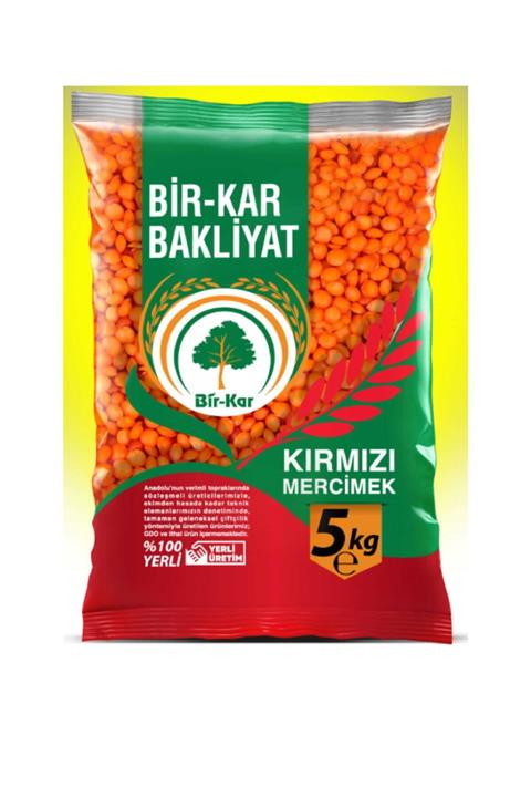 BİRKAR BAKLİYAT Birkar Kırmızı Mercimek 5 Kg (yerli - Yaprak )