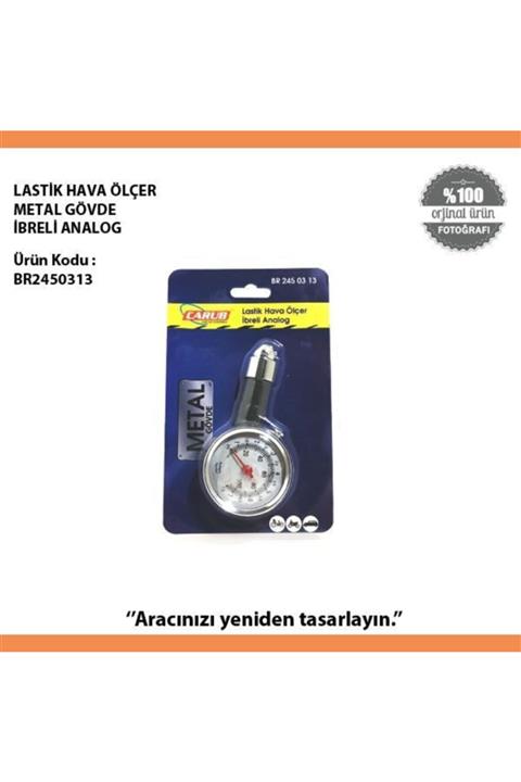 Carub Lastik Hava Ölçer Metal Gövde Ibreli Analog